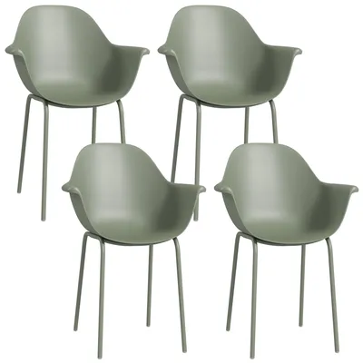 Produktbild von Gartenstuhl 4er-Set. mit Rš¹ckenlehne/Armlehnen. wetterfest. bis 120 kg. Kunststoff/Metall. Grš¹n