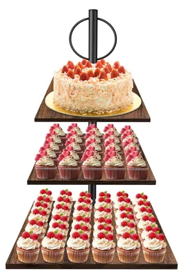 Image de Support à gâteaux en bois à 3 niveaux, idéal pour cupcakes et pâtisseries