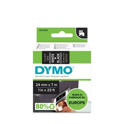 Produktbild von DYMO Original D1-Etikettenband | weiß auf schwarz | 24 mm x 7 m | selbstklebendes Schriftband | für LabelManager-Beschriftungsgerät, Weiss auf Schwarz, Polyester, Belgien, -18 - 90 °C, DYMO, LabelManager, LabelWriter 450 DUO