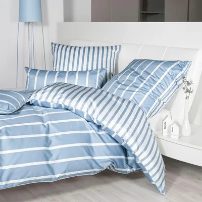 Produktbild von Janine Mako-Satin Bettwäsche modern classic Bettbezug einzeln 155x220 cm perlblau