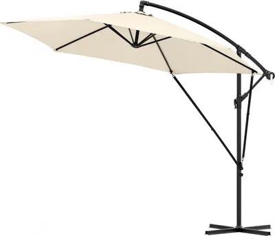 Image de Happiq Parasol suspendu rectangulaire - 310 × 310 cm - Réglable & inclinable à 45° - Résistant aux UV & imperméable - Beige - Avec housse de protection