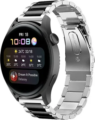 Produktbild von Strap-it Huawei Watch 3 (Pro) Stahlarmband (silber/Schwarz)