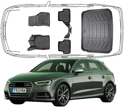 Produktbild von 3D Fußmatten & Kofferraumwanne Auto Set Kompatibel mit Audi A3 HB 8V 2013 - 2020