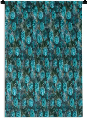 Produktbild von MuchoWow® Wandteppich Wandbehang Blumen - Blau - Rosen 120x180 cm Tapisserie Dekoration Wandtuch - Schlafzimmer - Dekorationen für das Haus
