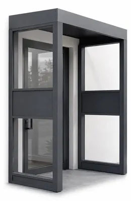 Produktbild von Palram - Canopia Metall Sophia Grau 1600 Vordach mit Seitenteilen Anthrazit