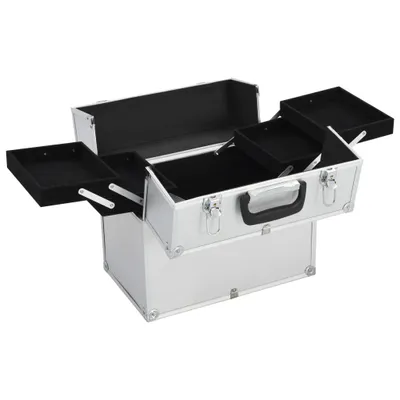 Zdjęcie produktu dla vidaXL Kosmetyczka 38x23x34 cm srebrna aluminium