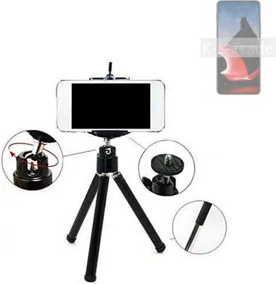 Produktbild von K-S-Trade Smartphone Stativ Dreibein kompatibel mit Motorola ThinkPhone  Tripod aus Aluminium Klemmstativ Stativ Adapter für Mobiltelefone schwarz 1x