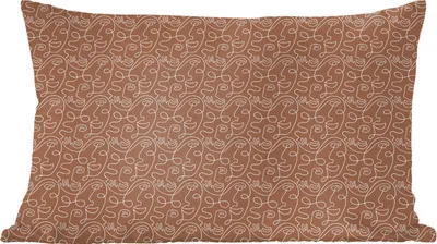 Produktbild von MuchoWow® Zierkissen Sofakissen Wohnzimmer Dekokissen 60x40 cm Gesicht - Braun - Design - Kopfkissen - Polster mit Foto