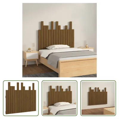 Produktbild von The Living Store Wand-Kopfteil Honigbraun 95,5x3x80 cm Massivholz Kiefer