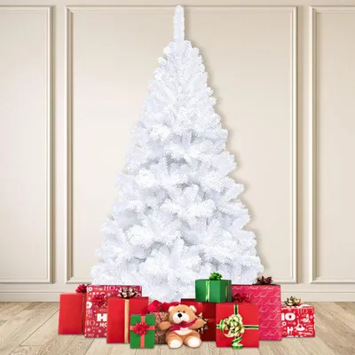 Productafbeelding van Kunstkerstboom, dennenboom met 900 puntvormige PVC-naalden, metalen voet en klapsysteem. Witte kerstboom, 210 cm
