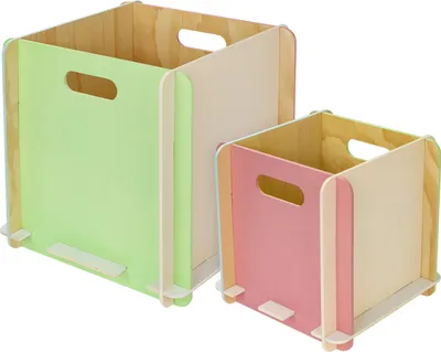 Zusammensteckbare Holzbox 25 + 32 cm Mehrfarbig Aufbewahrungsbox für Bücherregale passend für Kallax