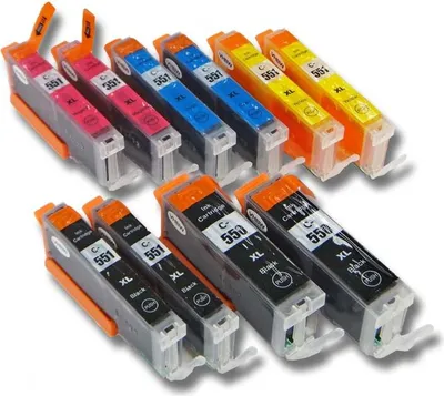 Produktbild von vhbw 10x Tintenpatronen kompatibel mit Canon Pixma MG5655, MG5450, MG5500, IP7250, MG5600, MG5550, IX6850, IP8750, MG5650 Drucker + Chip (Kompatibel)
