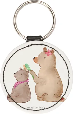Produktbild von Mr. & Mrs. Panda Anhänger Bär Kind - Weiß - Geschenk, Schlüsselanhänger Bunt, Muttertag, schlüssel, Taschenbaumler, Mutter, Taschenanhänger, Mama, Familie