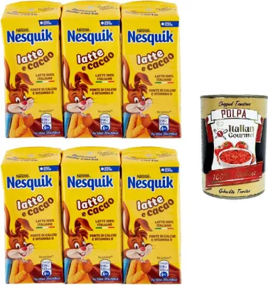 Produktbild von Nesquik Drink Latte e Cacao Milch und Kakao 6x 180ml+ Italian Gourmet polpa 400g