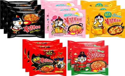 Obrázok produktu pre Spoznajte Buldak Box | BULDAK Ramen 14er MIX | Korean Hot Chicken Ramen 14er MIX podľa chuti