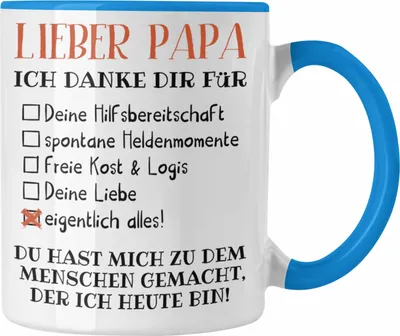 Produktbild von Trendation - Bester Papa Geschenk Vatertag Tasse mit Spruch Vater Geschenk von Tochter Sohn (Blau)