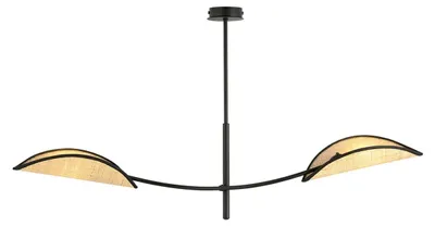 Zdjęcie produktu dla Lampa wisząca Lotus ze stali w kolorze czarnym i rattanu