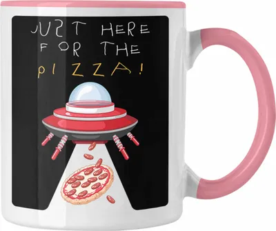 Produktbild von Trendation - Alien Tasse Just Here For The Pizza Außerirdische Geschenkidee Meme (Rosa)
