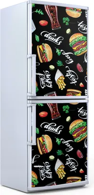 Produktbild von Kühlschrankdekoration  60x180 cm  Aufkleber auf dem Kühlschrank - Fast Food