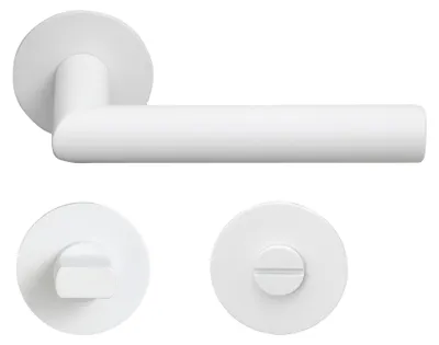 Produktbild von Toulouse Drückergarnitur MeinTürgriff Flachrosette weiß Türdrücker BB PZ WC