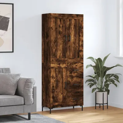 Image de vidaXL Highboard chêne fumé 69,5x34x180 cm bois composite