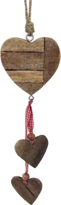 Produktbild von HOLZ-HERZ-HÄNGER  "PIECES". Herzen ca 10 und 6cm. NATUR