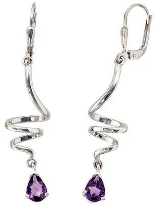 Produktbild von Ohrringe Ohrhänger Boutons Amethyst Tropfen violett 925 Silber Silberohrringe