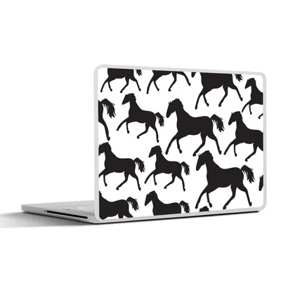 Produktbild von MuchoWow® Laptop Aufkleber Sticker Cover Pferde - Weiß - Muster - Mädchen - Kinder - Mädchen 36.5x27.5 cm - Laptop-Sticker