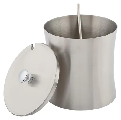 Produktbild von 400 ml Gewürztopf aus Edelstahl mit Deckel und Löffel, Zuckerdose für Küche und Zuhause, 8 x 8 x 9 cm (Silbrig)