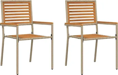 Image de vidaXL Chaises de jardin empilables 2 pcs Marron et Beige