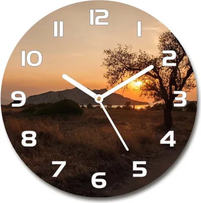Produktbild von Wanduhr aus Glas 30fi Glasbild Glasuhr Gehärtetes Glas - weisse-zeiger - Sunset