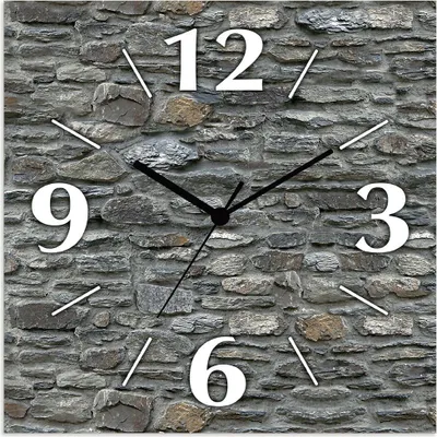Produktbild von ARTland Wanduhr auf Alu Quarzuhr - schwarzer Zeiger Schiefermauer Größe: 30x30 cm