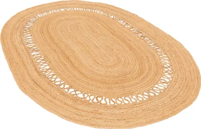 Produktbild von Naturfaser Teppich Handgefertigt Jute, Größe:120x170 cm, Design:Oval Modern