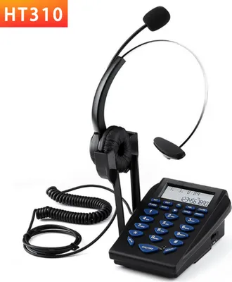 Zdjęcie produktu dla Telefon z klawiaturą numeryczną i przewodowym zestawem słuchawkowym - tłumienie szumów, ID dzwoniącego, ponowne wybieranie numeru, do użytku biurowego i domowego