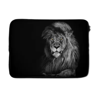 Produktbild von MuchoWow® Laptop Hülle 13 Zoll Löwe - Augen - Orange - Schwarz und weiß - Tiere - Porträt Laptoptasche - Laptophülle - Sleeve - Rundumschutz