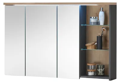 Produktbild von Badezimmerspiegelschrank >Memphis< Grau / Artisan Eiche Nachbildung - 110x70x20 (BxHxT)