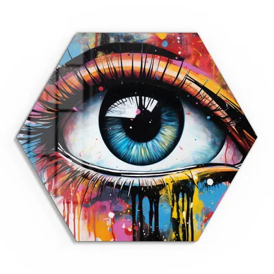 Produktbild von DEQOART Glasbild Echtglas 55x48 cm 'Bunte Seelentiefe' Wandbild Bild modern Deko