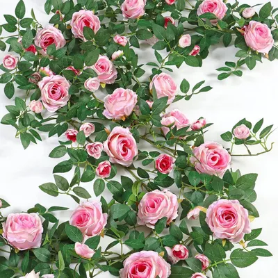 Produktbild von Künstliche Blumengirlande Rosa Rosen Eukalyptus 2 Stück 180 cm
