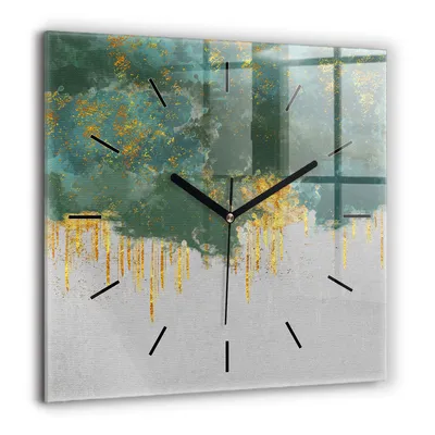 Obrázok produktu pre Wallfluent Hodiny - Sklenené Nástenné Hodiny - Tichý Quartz Strojček - Nástenná Dekorácia Spálňa Kuchyň - Čierna Ruky - 60x60 cm - Dekoratívny vzor