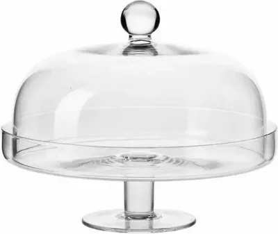 Produktbild von KROSNO Elite Platte 28 cm mit Glasglocke – handgemachte Glasplatte für Kuchen, Snacks & Desserts, elegantes Design für Tisch, Küche & Servieren