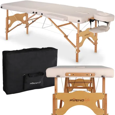 Produktbild von Habys, Aura Holz Massageliege Klappbar, Kosmetikliege, Massagetisch, Massagebank, Höhenverstellbar ,inkl. Kopfstütze, Tragebares, Vollholz, 214 cm