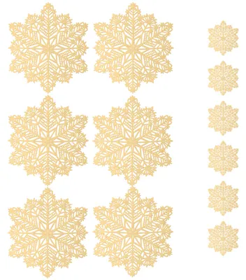 6er-Set goldene Schneeflocken-Platzsets und Untersetzer, Vinyl, 37,5 cm
