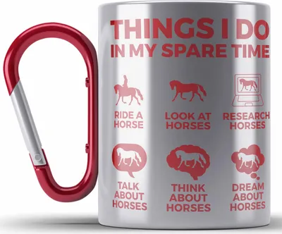 Produktbild von Trendation - Pferde Edelstahl Tasse Karabiner Lustig Reiterin Geschenk Pferde Geschenke Mädchen Pferdeliebhaber (Rot)