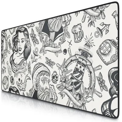 Obrázok produktu pre Titanwolf XXL Speed Gaming Mouse Pad Titanwolf Black 900 x 400 mm, XXL podložka pod myš, stolová podložka veľkej veľkosti, zlepšuje presnosť a rýchlosť, Sailor Tattoo