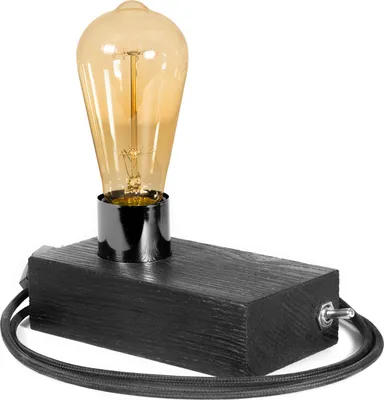 Produktbild von LED Wood | Edison Tischlampe, Nachttischlampe, 16x9 cm, Schwarz Eiche, Retro, E27, 40W, Glühbirne