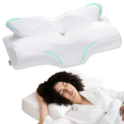 Imagen del producto de Almohada cervical viscoelástica - Ergonómica - 64 x 40 cm - 11,5/13 cm - Para dormir boca abajo, de lado y de espalda