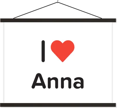Produktbild von MuchoWow® Textilposter Ich liebe - Anna - Mädchen 150x113 cm mit schwarzem Rahmen - Wohnzimmer