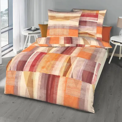 Produktbild von Kaeppel SATIN Bettwäsche mit Reißverschluss, aus 100 % Baumwolle Watercolors terra 1x155/220+1x80/80
