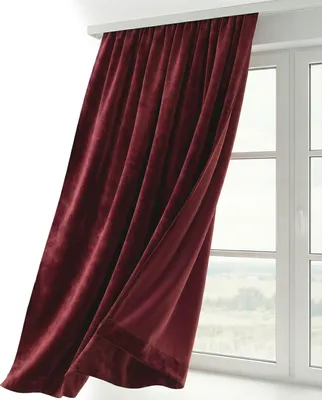 Produktbild von Samt Vorhang Kräuselband U-Band Gardine Velvet abdunkelnd, Größe und Farbe wählbar,140x225cm,Bordeaux