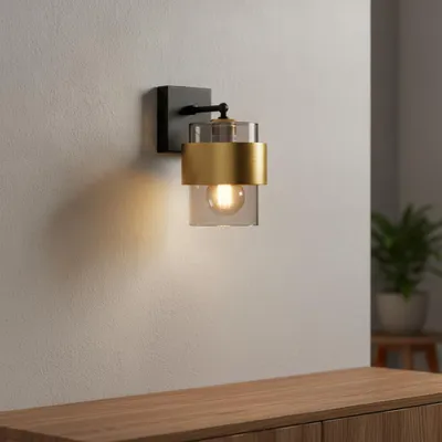 Productafbeelding van Wandlamp Sianna zwart met goud, AI-gegenereerde afbeelding